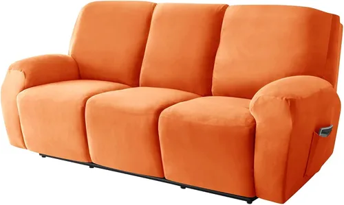 Vista 26 de Funda de terciopelo para sofá reclinable con abertura, funda elástica para sofá reclinable, funda elástica para muebles antideslizantes con parte