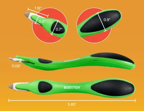 Vista 3 de Bostitch Removedor magnético profesional de grapas fácil, palillo extractor de grapas de color neón, herramienta removedor de grapas para oficina