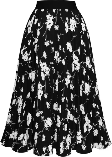 Vista 112 de GRACE KARIN - Falda plisada de gasa para mujer, con cintura alta y elástica, vuelo, corte acampanado y longitud por debajo de la rodilla
