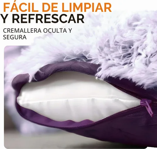 Vista 5 de Cheer Collection Almohadas Decorativas para Sofá y Cama, Almohadas Decorativas Suaves de Pelo Largo con Rellenos Incluidos, Acogedoras Almohadas