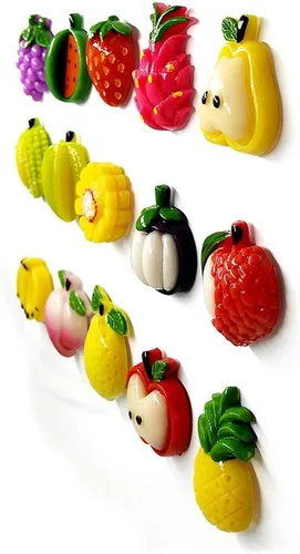 Vista 7 de 10 Uds. de simulación de resina de fruta imanes de nevera pizarra blanca pegatinas magnéticas recuerdo refrigeradores etiqueta magnética decoración