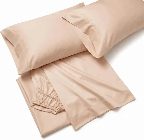 Vista 22 de Peru Pima Juego de sábanas de satén de 800 hilos, 100 % algodón peruano Pima, 3 piezas (plano, ajustado, 1 funda de almohada), refrescante, fresco
