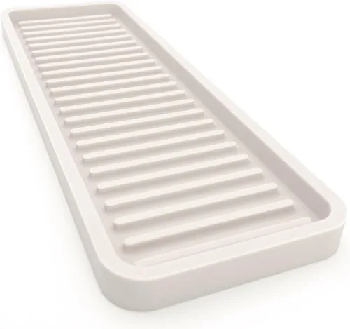 Vista 23 de Bandeja organizadora para fregadero de cocina de silicona, soporte de esponja y protector de encimera Plato y bandeja dispensadora de jabón