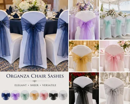 Vista 7 de Juego de 10 lazos para sillas con lazos para atar en la parte trasera, artículos decorativos para bodas, recepciones, eventos, banquetes, sillas