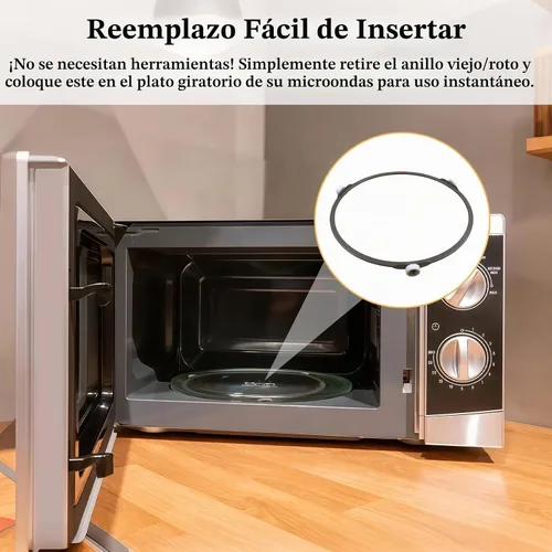 Vista 5 de Anillo de reemplazo para plato giratorio de microondas de 7 pulgadas, piezas de repuesto para girar microondas con 3 rodillos suaves, ajuste