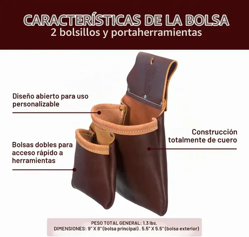 Vista 3 de Occidental Leather Bolsa de dos bolsas - 2 bolsillos - Diseño minimalista y compacto - Fabricado en Estados Unidos