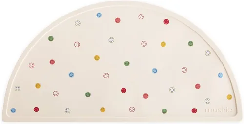 Vista 11 de mushie Mantel individual de silicona para niños, diseño antideslizante sin BPA (margarita negra)