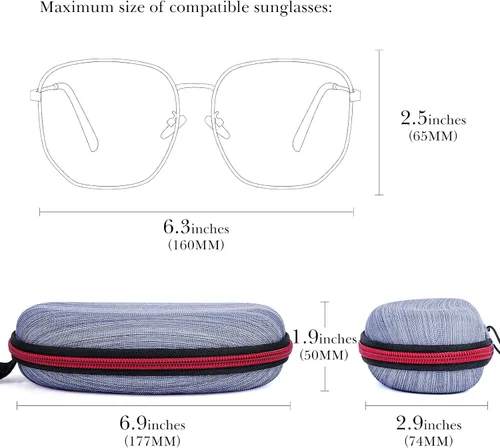 Vista 2 de Linkidea Estuche rígido extra grande para lentes de sol, bolsa de almacenamiento de gafas de sol de gran tamaño (XXL), Azul