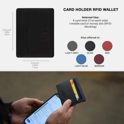 Vista 4 de Silent Pocket Cartera de piel de vaca real con bloqueo RFID, ideal para viajes, asegura tu información