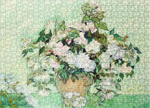 Vista 7 de MyPuzzle Roses 1890 por Vincent Van Gogh - Rompecabezas prémium de 100 piezas para adultos
