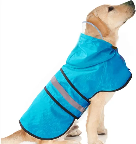 Vista 22 de Impermeable para Perros Resistente al Agua Reflectante - Poncho Ligero Transpirable con Capucha Abrigo Chaqueta de Lluvia con Correa Ajustable