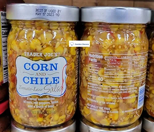 Vista 2 de Trader Joe's Corn and Chile Salsa sin tomate 13.75oz 13.76 oz (dos botellas)