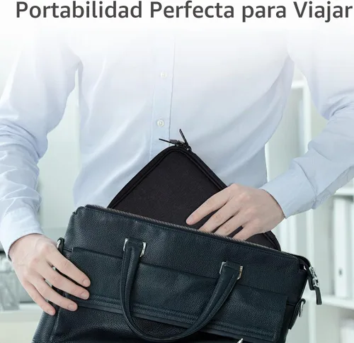 Vista 6 de Organizador de artículos electrónicos, estuche de viaje, organizador de cables, accesorios de viaje, esenciales para mujeres y hombres, bolsa A-Negro