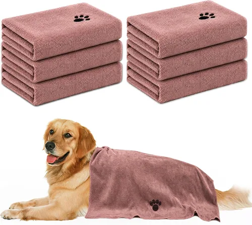 Vista 8 de Paquete de 2 toallas de microfibra para perros, suministros perfectos para Marrón