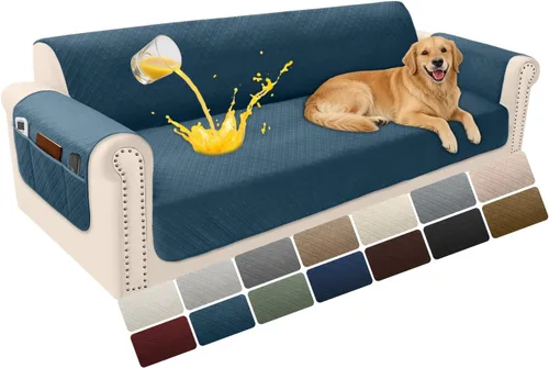 Vista 90 de Fundas de terciopelo 100% impermeables para sofá biplaza, fundas lavables para sofá de 2 plazas, fundas de sofá aptas para mascotas, protector
