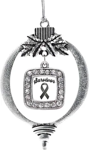 Vista 183 de Inspired Silver - Adorno con dije de reina de rodillo - Adornos navideños cuadrados de plata con joyas de circonita cúbica