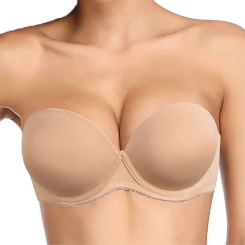 Vista 2 de Plusexy - Brasier con push-up sin tiras, con relleno grueso, aros convertibles, multiusos, para mujer