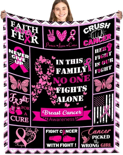 Vista 9 de Manta de cáncer de mama para mujer, regalos para sobrevivientes de cáncer de mama para mujeres, regalos inspiradores para mujer, manta de regalo