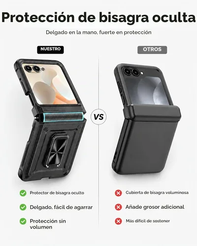 Vista 3 de Funda para Motorola Razr 2024/2025 [no es compatible con Ultra o Plus], con protección de bisagra y protector de pantalla integrado, soporte de 360°