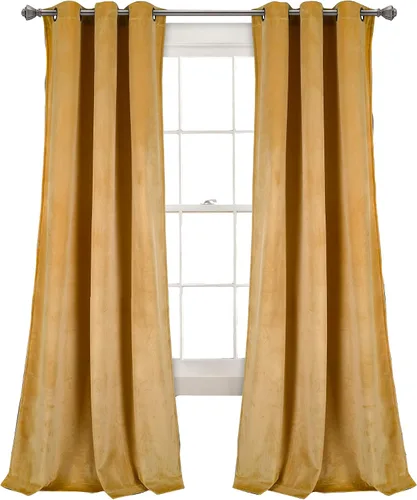 Vista 22 de Lush Decor Prima Velvet - Par de paneles de cortinas de ventana de terciopelo sólido con filtro de luz, 38" de ancho x 84" de largo, negro