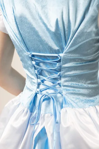 Vista 7 de Little Adventures Disfraz de princesa de Cenicienta encantada para mujeres adultas Azul Patchwork