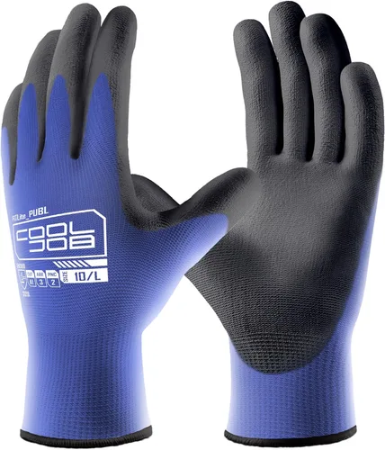 Vista 8 de COOLJOB Paquete de 12/60 pares de guantes de trabajo de seguridad a granel con revestimiento de poliuretano de agarre, guantes de punto sin costuras