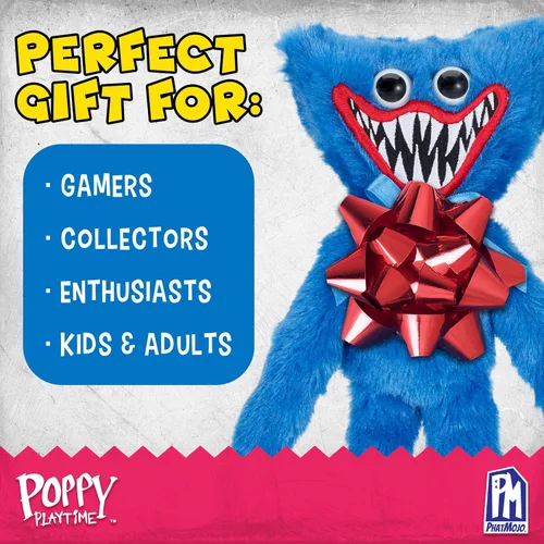 Vista 4 de Poppy Playtime - Peluche Scary Huggy Wuggy (felpa mediana de 14 pulgadas, serie 1) [Producto oficial]