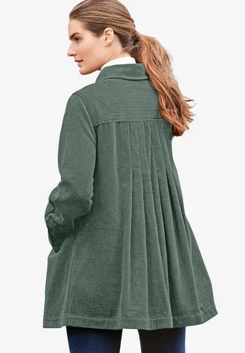 Vista 5 de Woman Within Chaqueta de pana plisada en talla grande Abrigo largo de granero de gran