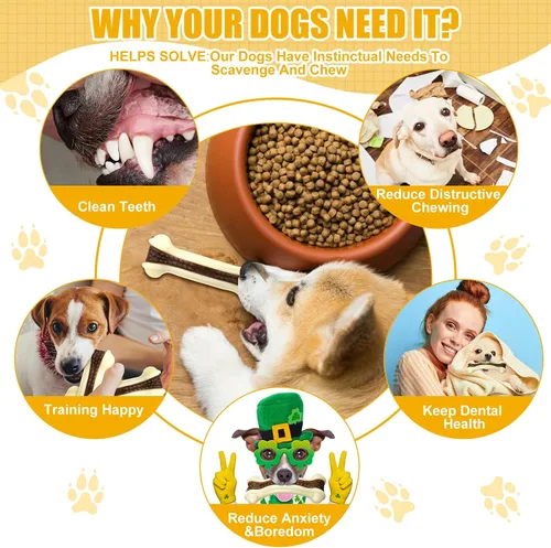 Vista 4 de Sosation Juguetes para perros en forma de huesos para masticadores agresivos, paquete de 2 juguetes navideños para masticar perros, dentición