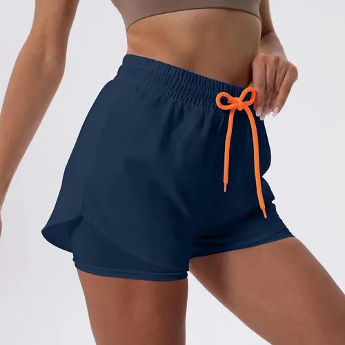 Vista 4 de Pantalones cortos de entrenamiento 2 en 1 para mujer, para gimnasio, yoga, correr, ciclismo, tenis, faldas de verano