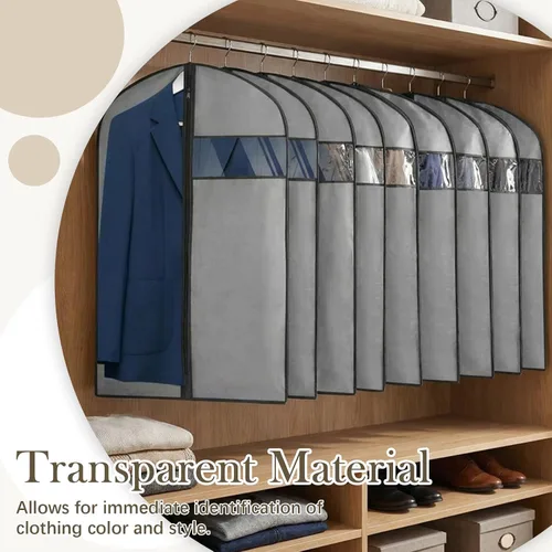 Vista 5 de Amylove 10 bolsas de traje de 24 x 40 pulgadas a granel para viajes y almacenamiento en el armario, bolsas de ropa para colgar ropa con cremallera