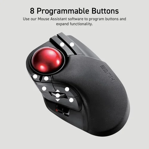 Vista 9 de ELECOM HUGE Trackball, USB inalámbrico de 2.4GHz, control con el dedo índice, personalizable con 8 botones, gran reposa muñecas suave, bola de 52mm