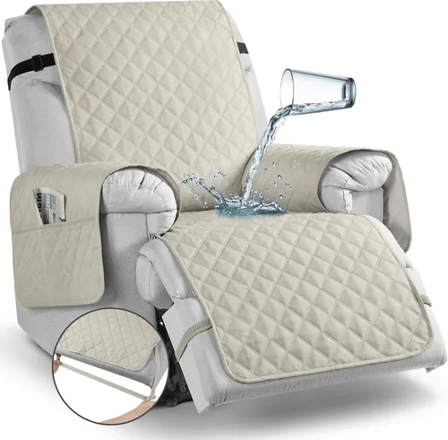 Vista 61 de TAOCOCO - Funda antideslizante para silla reclinable, funda para sofá, funda para silla reclinable pequeña con correas elásticas, protector