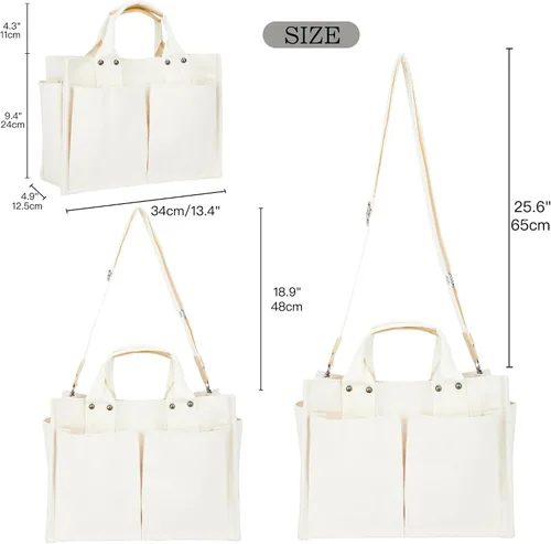 Vista 5 de YCPURSEDN Bolsas de lona con múltiples bolsillos simples y de moda para mujer