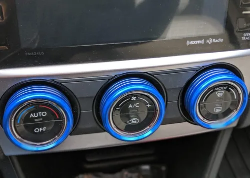 Vista 6 de 3 cubiertas iJDMTOY para ruedas de control de climatizador manual, de aluminio anodizado, Azul