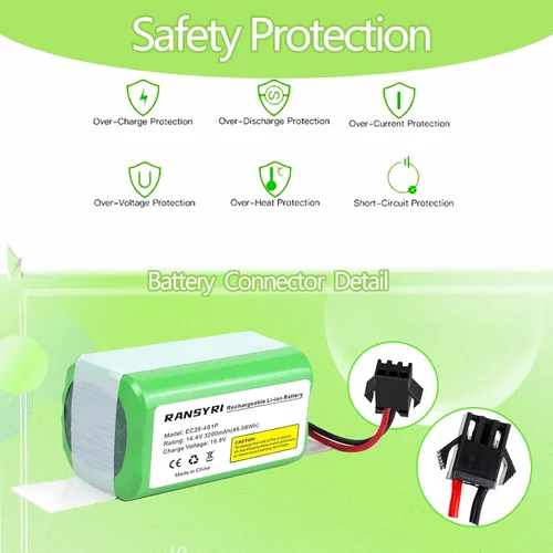 Vista 2 de Paquete de baterías de repuesto compatibles con Amarey A800 A900, Goovi D380, F007C, Onson J10C, Ionvac SmartClean 2000 Robovac Aspiradoras Eufy 11S