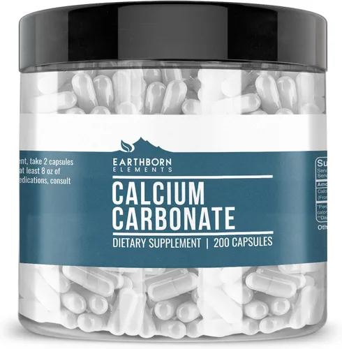 Vista 2 de Earthborn Elements Paquete de carbonato de calcio y péptidos de colágeno, 200 cápsulas cada uno, puro y sin diluir, sin aditivos