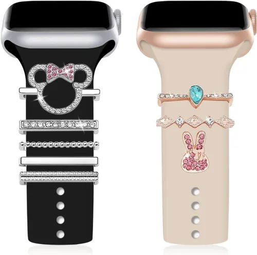 Vista 10 de Correa de reloj con abalorios, mejora tu correa de reloj con elegantes anillos decorativos compatibles con la correa de Apple Watch para iWatch