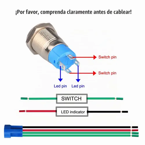 Vista 4 de Gebildet Interruptor de botón de bloqueo automático de acero inoxidable de 0.47 pulgadas/0.472 in, 12 V-24 V, 3 A, símbolo de alimentación, LED