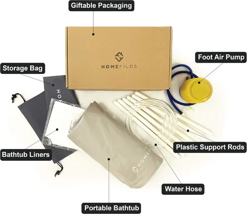 Vista 3 de Bañera Portátil (Pequeña) por Homefilos, Baño de Hielo e Inmersión Fría para Atletas, Tina de Remojo Japonesa Inflable Tamaño Adulto para Cabina