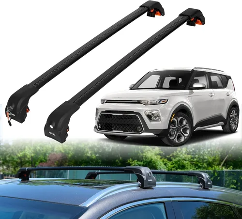 Vista 12 de ERKUL Barras transversales de techo para Kia Soul 2014-2019 Barras transversales de aluminio Aero mejoradas con bloqueo antirrobo para techo