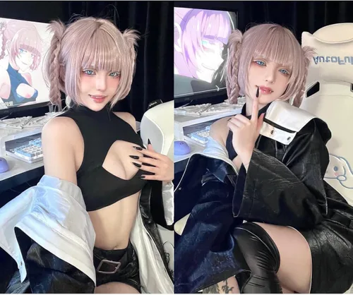 Vista 7 de HNZQE Disfraz de animé de Nanakusa Nazuna Nanakusa para cosplay vestido de vampiro negro conjunto de Halloween con peluca para mujeres y niñas
