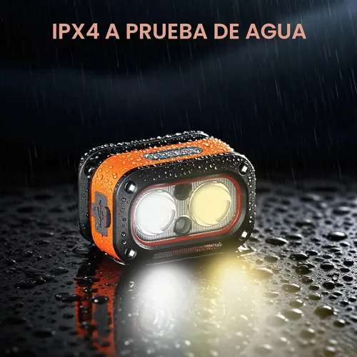 Vista 6 de Linterna frontal recargable, lámpara LED ligera, linterna de cabeza con sensor de movimiento, luz de cabeza impermeable súper brillante