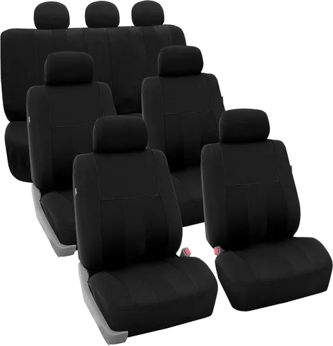 Vista 46 de FH Group Juego completo de fundas de asiento de coche de tres filas a rayas, compatible con bolsas de aire y listas para dividir, ajuste universal