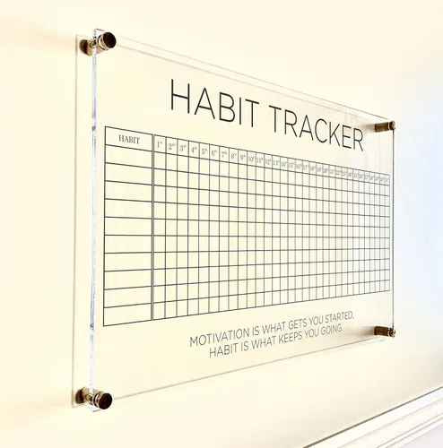 Vista 3 de Large Clear Acrylic Habit Tracker for wall Dry-Erase Message White Board Calendar Wall Mounted Office Home Family Organization Tools Must Haves