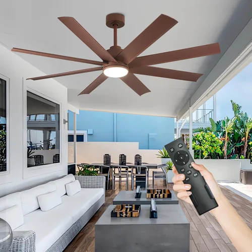 Vista 20 de Depuley Ventiladores de techo de 66" con luces: Ventilador de techo negro para interior/exterior para patios, sala de estar - 8 aspas Ventiladores
