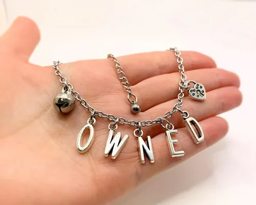 Vista 3 de Joyería de pulsera tobillera con dije de cerradura - BDSM Bondage, Acero inoxidable, Ágata