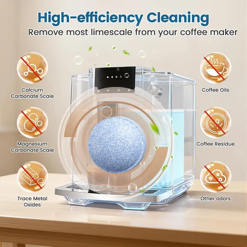 Vista 3 de CPLIKE 24 tabletas de limpieza para máquina de café compatibles con máquinas automáticas Jura para centros de café, limpieza de alta eficiencia