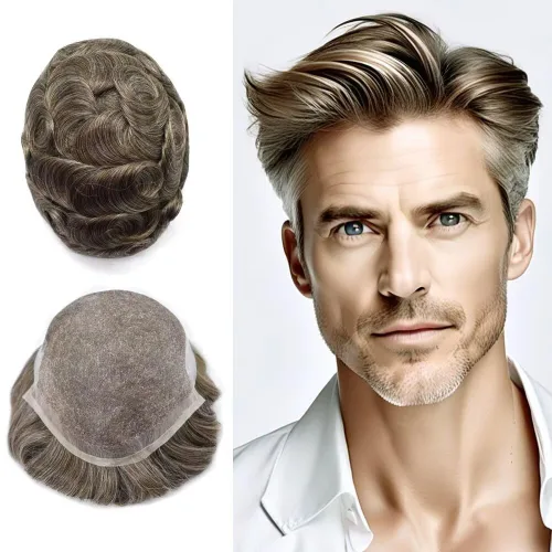 Vista 49 de FACE MIRACLE - Tupé de encaje frontal francés para hombres, postizos, sistemas de reemplazo de cabello humano con PU para hombre, prótesis