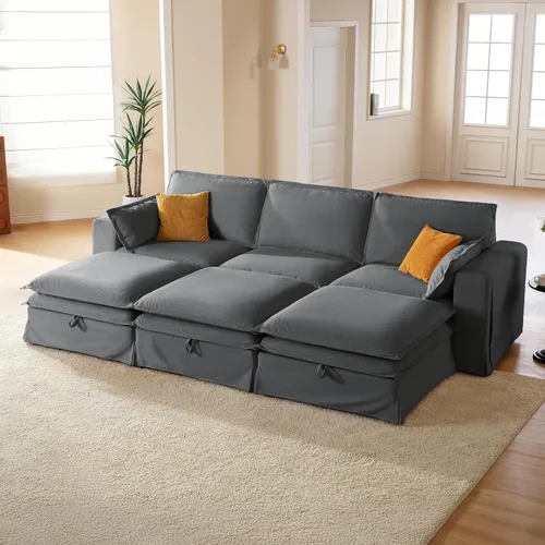 Vista 27 de Juego de sofá de 2 piezas de gran tamaño de 125 pulgadas para sala de estar, funda extraíble lavable, cómodo sofá nube de 3 plazas y sofá biplaza